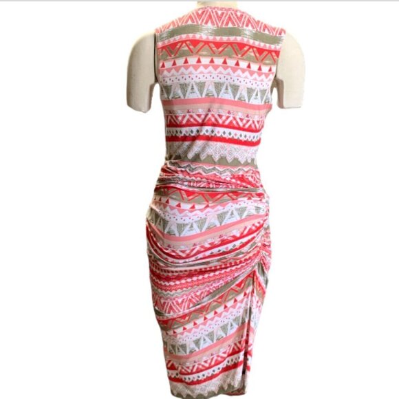 Chelsea & Violet Ruched Tank Dress Tribal Geometric Print Sz M #31H - Picture 4 of 7